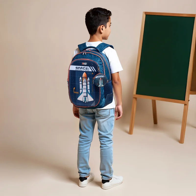 ماست MUST Space Shuttle Print Backpack with Adjustable Shoulder Straps - 32x18x43 cms